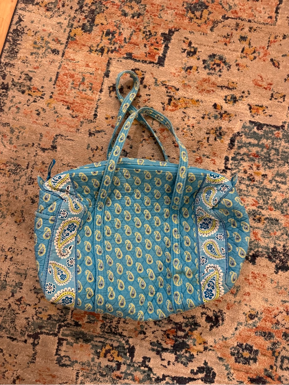 Vera Bradley Teal Paisley Quilted Travel Tote